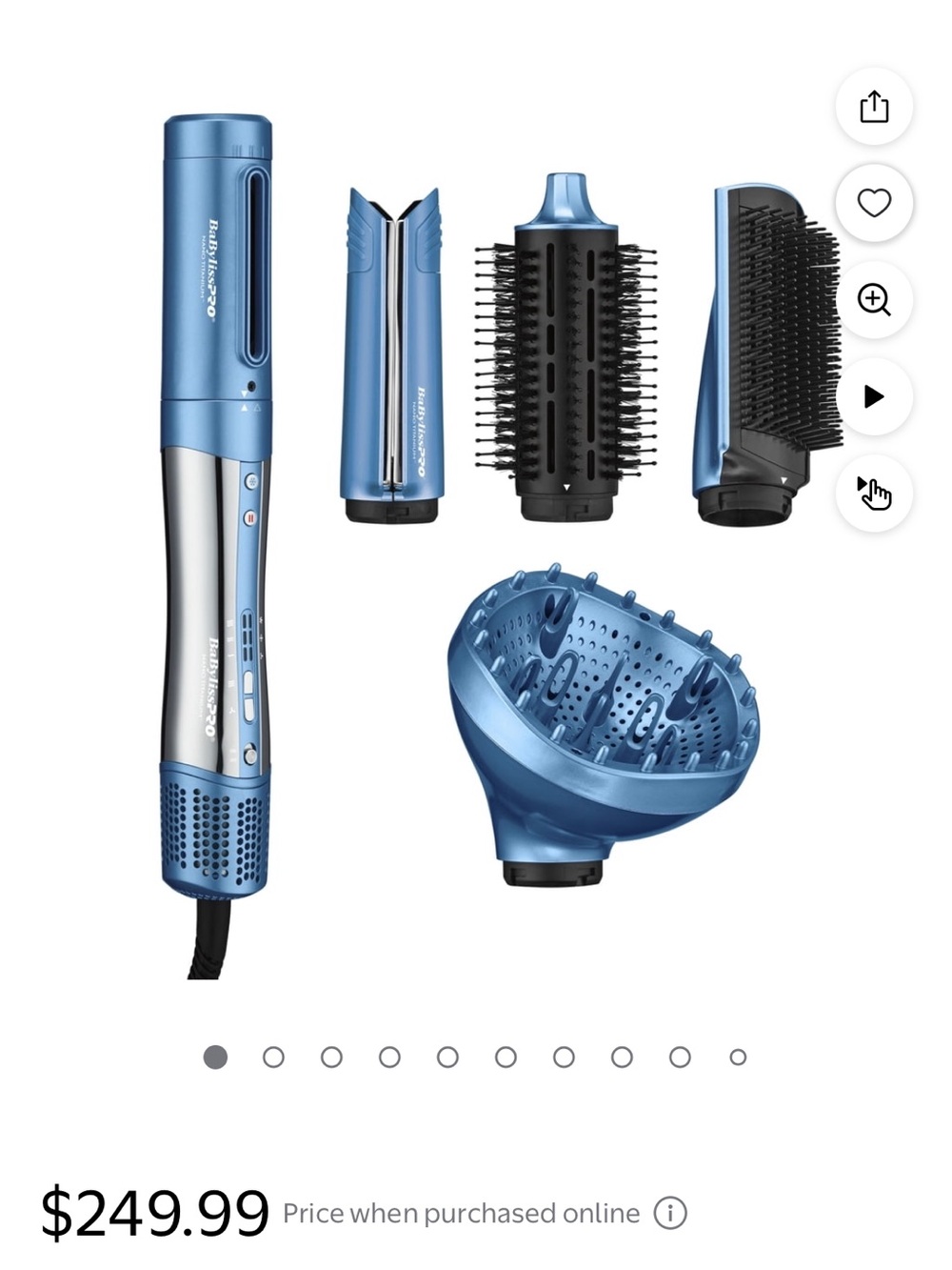 BaByliss Blue Men’s 5‑Piece Styling Set with Diffuser & Brush Attachments